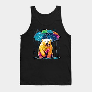 Polar Bear Rainy Day With Umbrella Tank Top